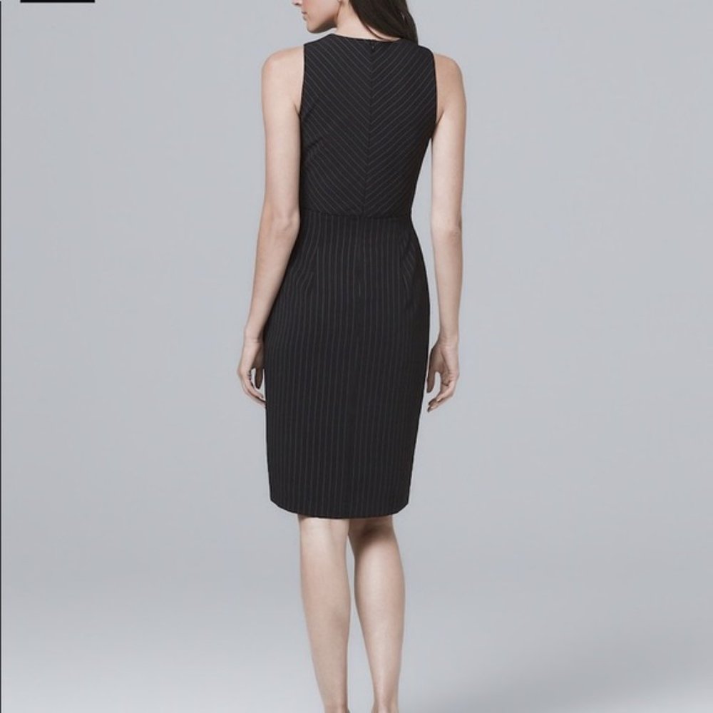 WHBM Black Sleeveless Pinstripe Sheath Dress Sz 6 - Picture 2 of 10